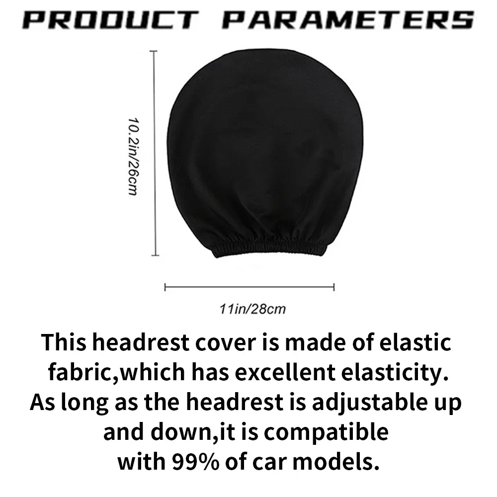 

Black Skull Pattern Auto Headrest Covers Universal Fit Elastic Breathable Dustproof Car Interior Decoration Covers
