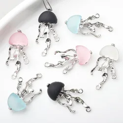 Elegant Zinc Alloy Resin Jellyfish Charm Pendant for Necklaces and Earrings Jewelry Making Supplies 2pcs/lot
