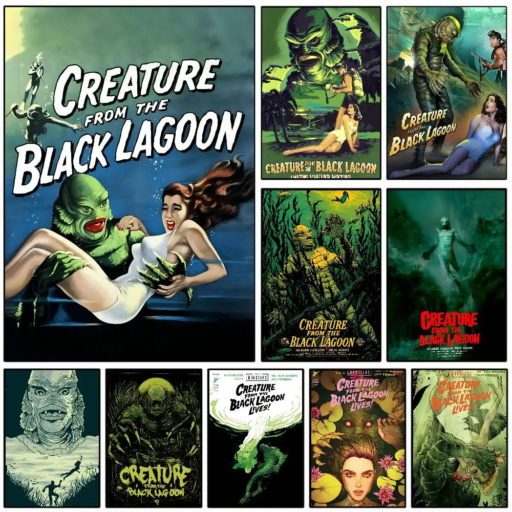 The Creature From The Black Lagoon Poster Self-adhesive Art Waterproof Paper Sticker Coffee House Bar Room Wall Decor