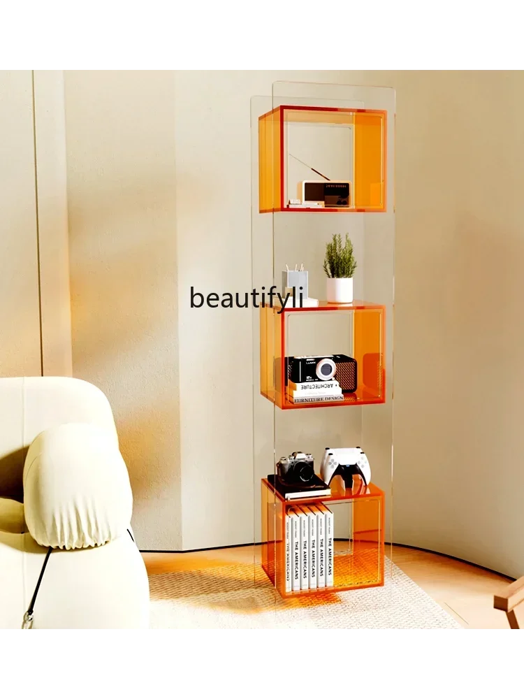 

S Customized Light Luxury and Simplicity Acrylic Bookcase Multi-Layer Floor Wall Storage Display Cabinet Living Room Bookcase