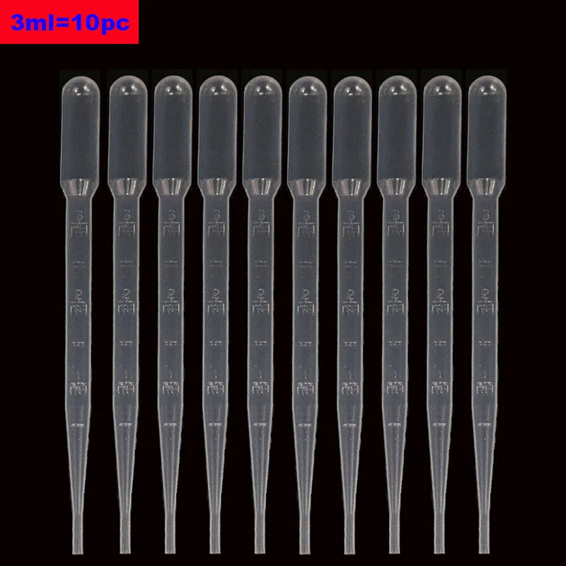 10 Pcs / Pack, 3ml Transparent Plastic Disposable Scale Pipette School Laboratory Scientific Supplies Set Pipette