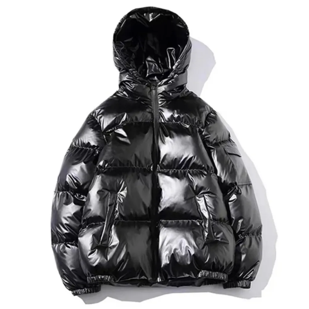 Fashion Women and Men Glossy Jacket Coats Parkas Padded Hooded Hoodie Warm Winter Jackets