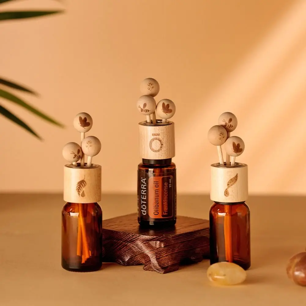 Wood Ball Lid for Essential Oil Bottle Fragrance Diffuser Aromatherapy Rattan Reed Sticks Lid DIY Home Decoration Diffuser Tool