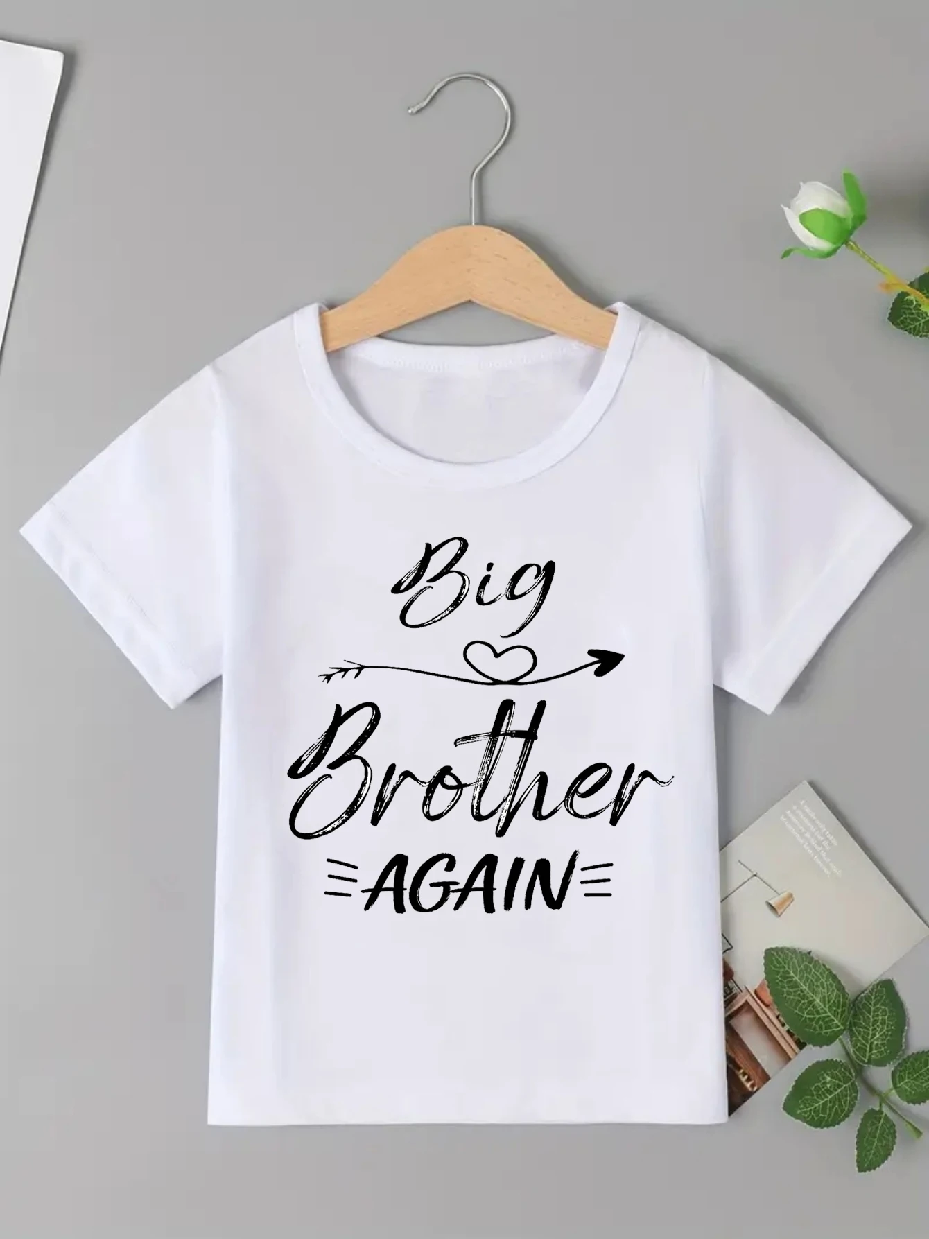 Big Brother/Sister/Cousin Again Arrow Heart Printed T Shirt Boys/Girls Pregnancy Announcement T-Shirt Kawaii Kids Clothes