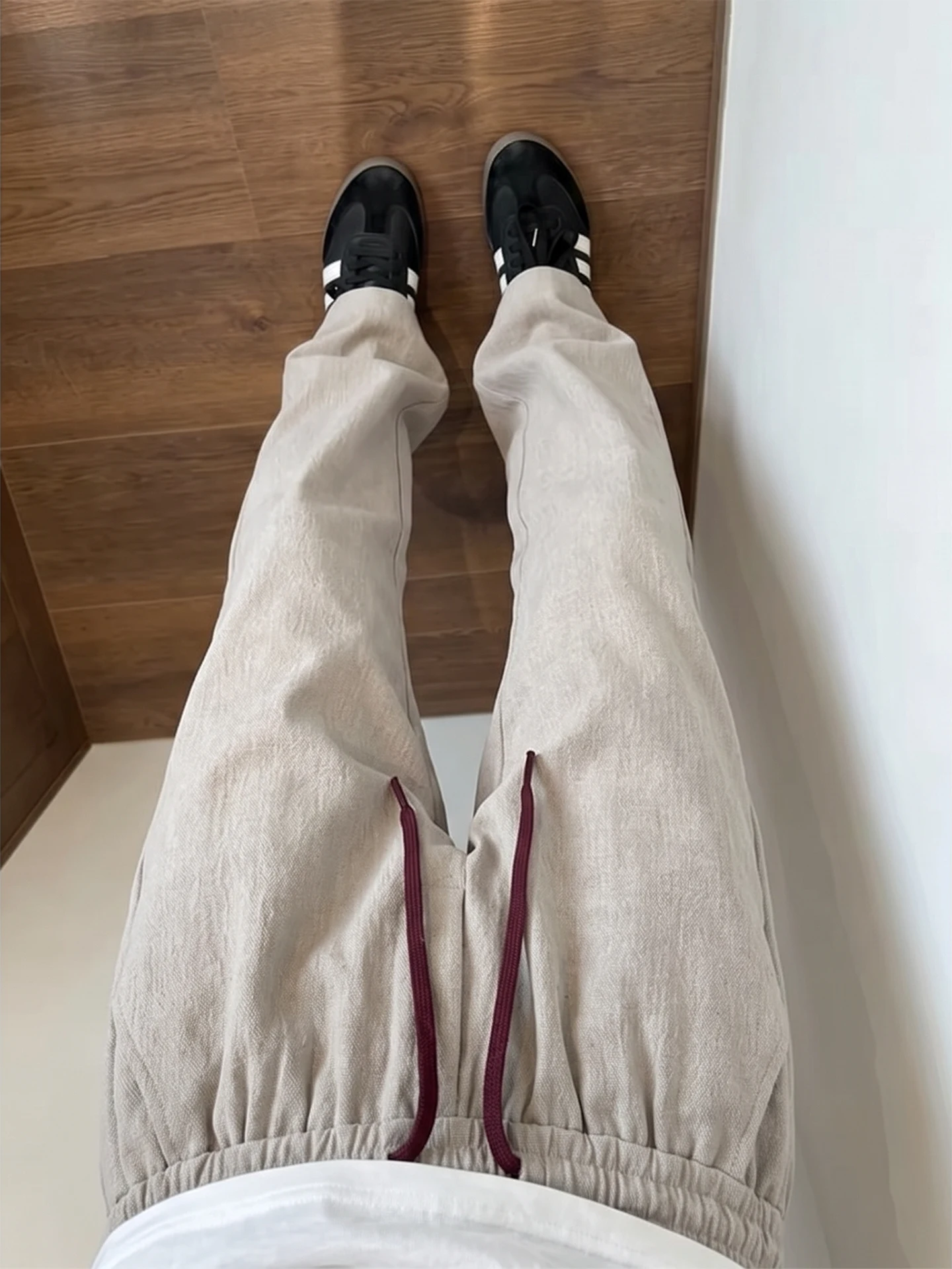 Cleanfit Grey American Splice Casual Pants Men's Lightweight Breathable Straight Leg Texture Sensation Summer Leisure Trousers