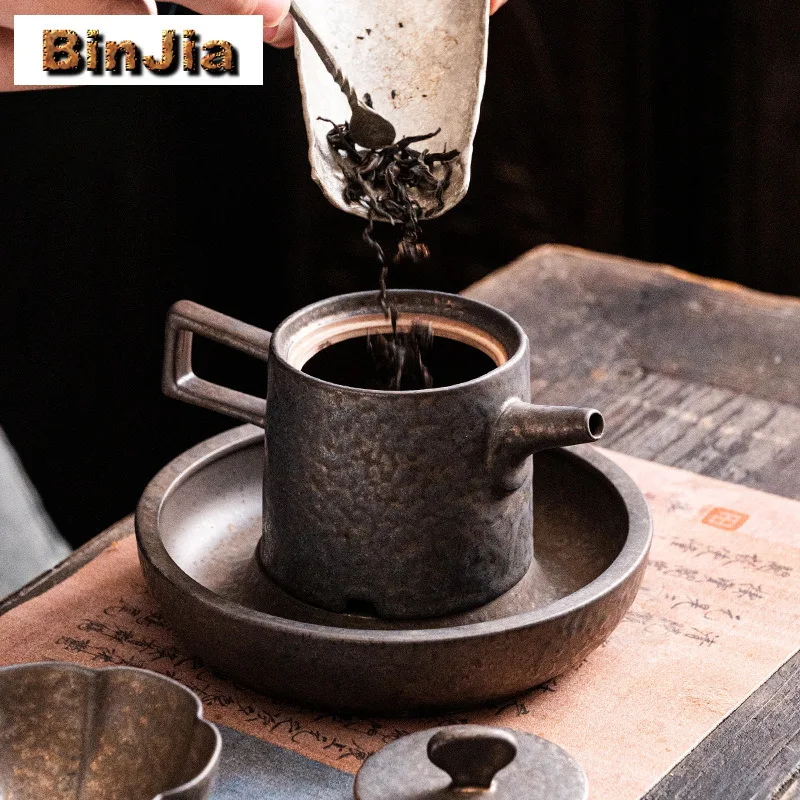 150ml Kiln-change Iron Rust Glaze Teapot Zen Tea Infuser Pot Tea Maker Kettle with Ball Hole Flower Tea Tea Services Ornaments