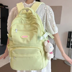 Trendy Female Yellow Travel Student Backpack Girl Kawaii Nylon School Backpack Women Laptop Ladies Cute College Book Bag Fashion