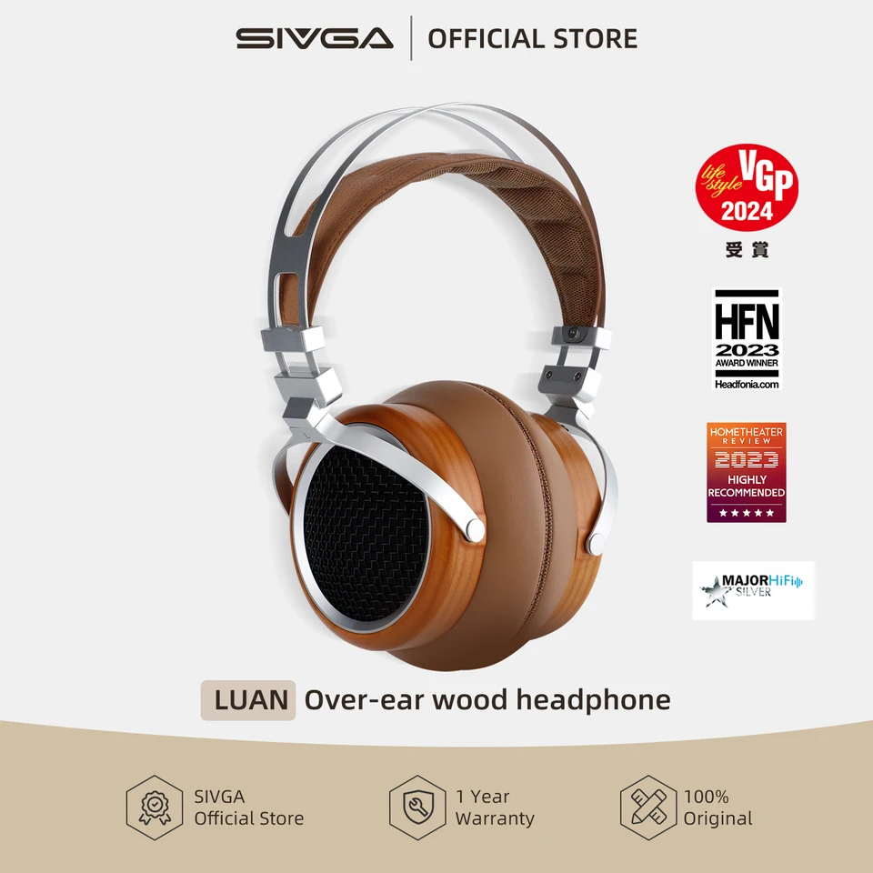 SIVGA ダイナミック 50mm 木製オープンバック有線ヘッドホン