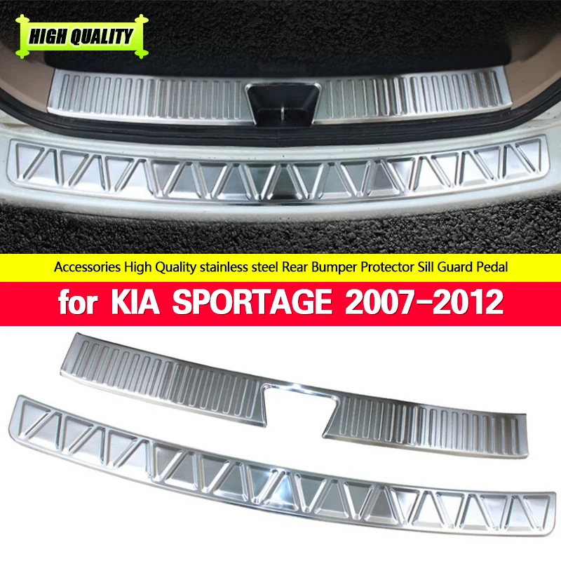 

FOR KIA SPORTAGE 2007-2012 Stainless Steel Rear Bumper Internal External Protector Sill Trunk Rear Guard Tread Plate Chromium