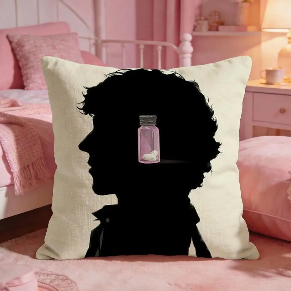 Detective S-Sherlock Holmess Cushion Cover Premium Comfort Reversible Pillow Cove -Two in One Design for Any Room & Car Interior
