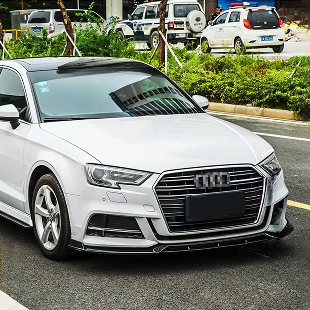 For Audi A3 S3 2016 2017 2018 2019 Front Bumper Lip Chin Deflector Guard Decoration Styling Accessories Modified Carbon Fiber
