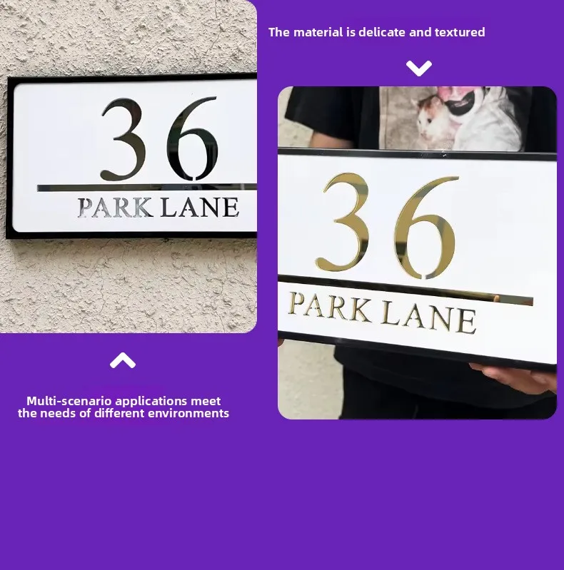 New Custom House Plate Decorative Metal Frame 3D Laser Cut Acrylic House Plate Outdoor Address Plate Personality Door Plates