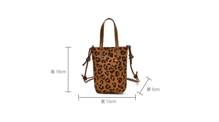 Retro Leopardenmuster Mini-Umhängetasche Kleine Quadratische Wildleder-Oberfläche Vielseitige Trendige Handytasche – Detail 2