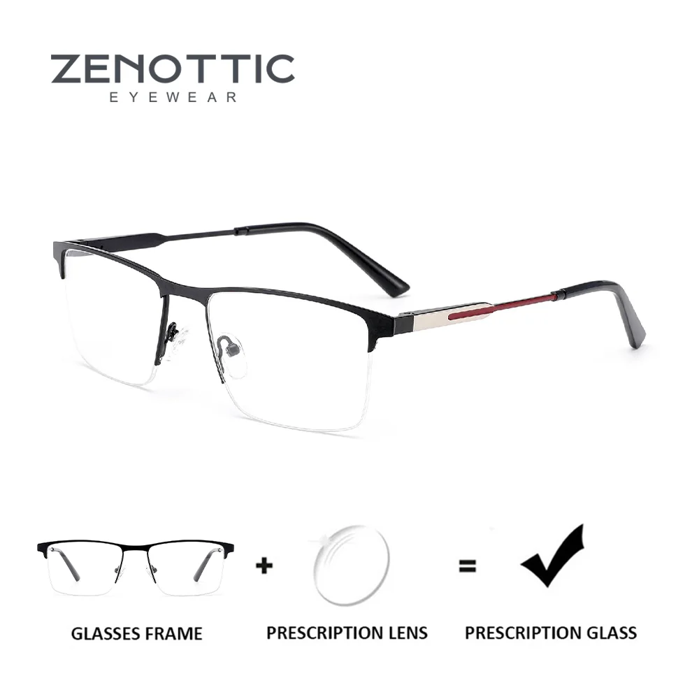 

ZENOTTIC Popular Metal Eyebrow Square Prescription Glasses for Men Photochromic/Myopia Optical Eyeglasses Progressive Eyewear