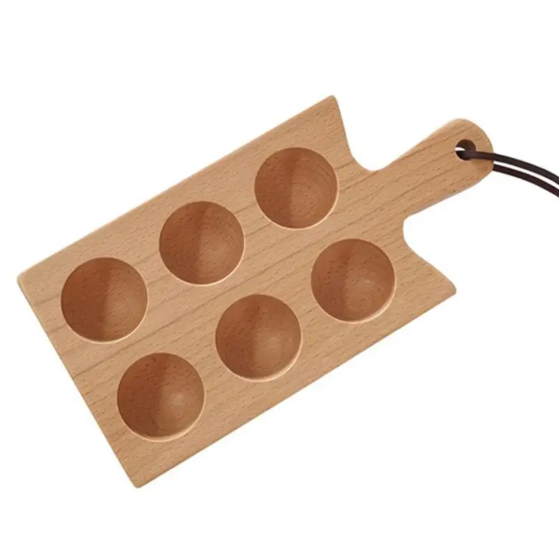 

Egg Holder Countertop Egg Tray Wood Egg Fridge Holder with 6 Grid Handle Lanyard Egg Holder Egg Platter for Candies Deviled Eggs