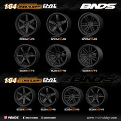 BNDS 1/64 ABS Black Wheels  Black With Rubber Tires Assembly Rims Modified Parts for Model Cars Refitted  MiniGT Hotwheels Tomic