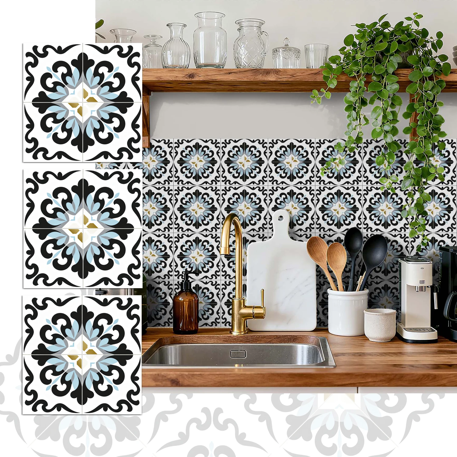 

36 self-adhesive PVC tile stickers, kitchen and bathroom use self-adhesive splash proof stickers for home decoration