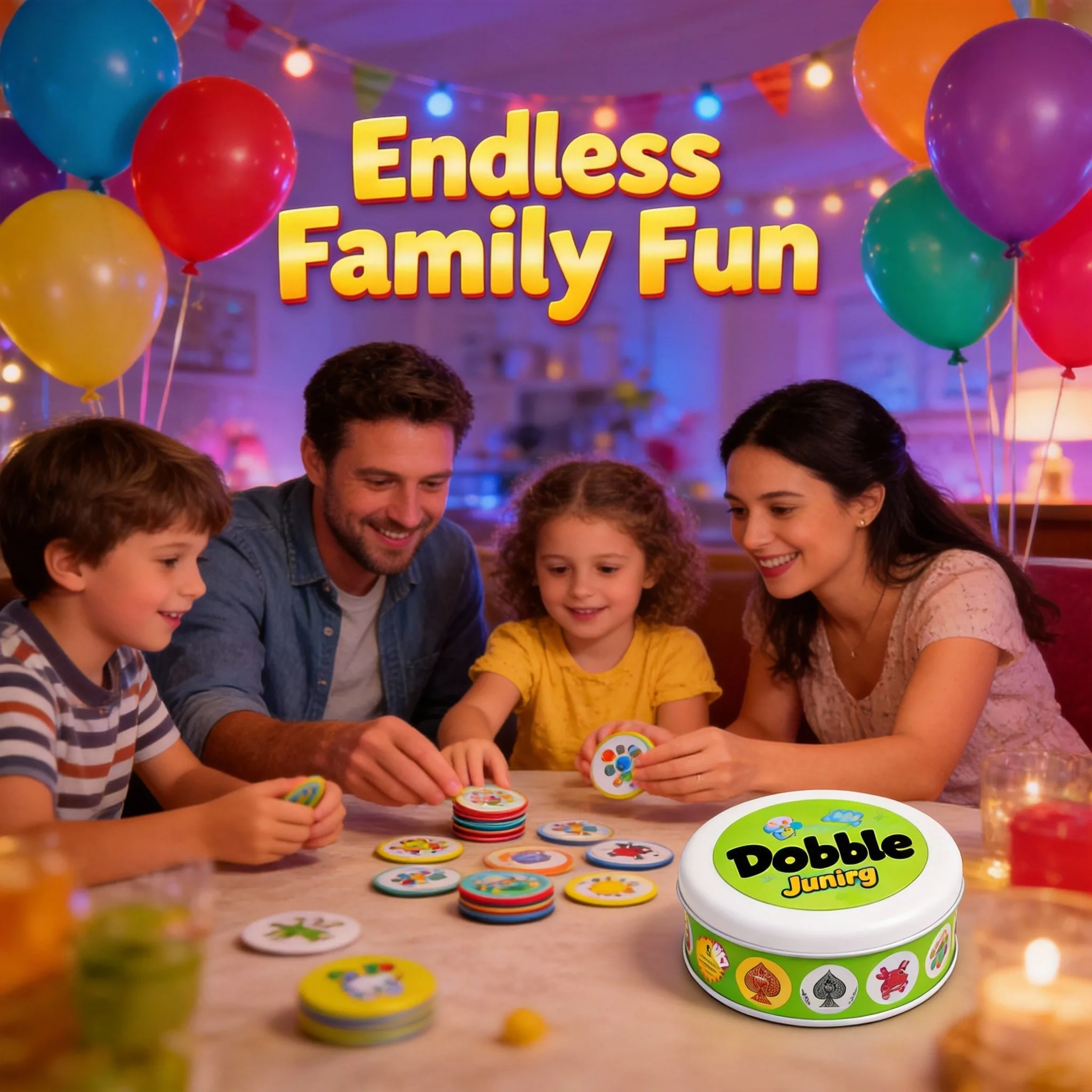 

Популярная игра-бестселлер Dobble Junior (русская версия) - быстрая реакционная игра на сопоставление для детей от 4 лет, для семейных вечеров - русская версия