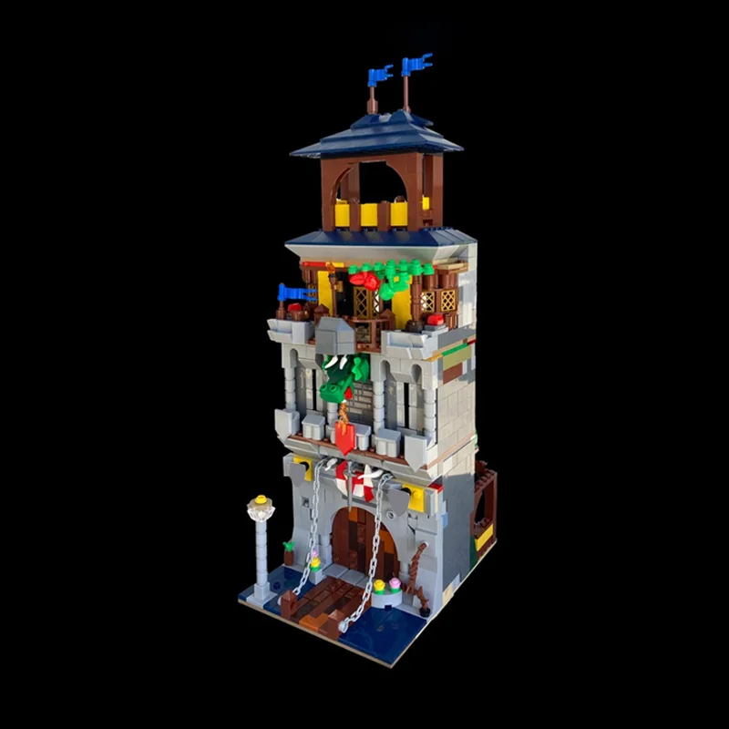 931 elementów MOC Głowica Smoka Pub Model Modułowy Klocki Konstrukcyjne Zabawki do Składania Pomysł na Prezent Świąteczny Edukacyjne Klocki