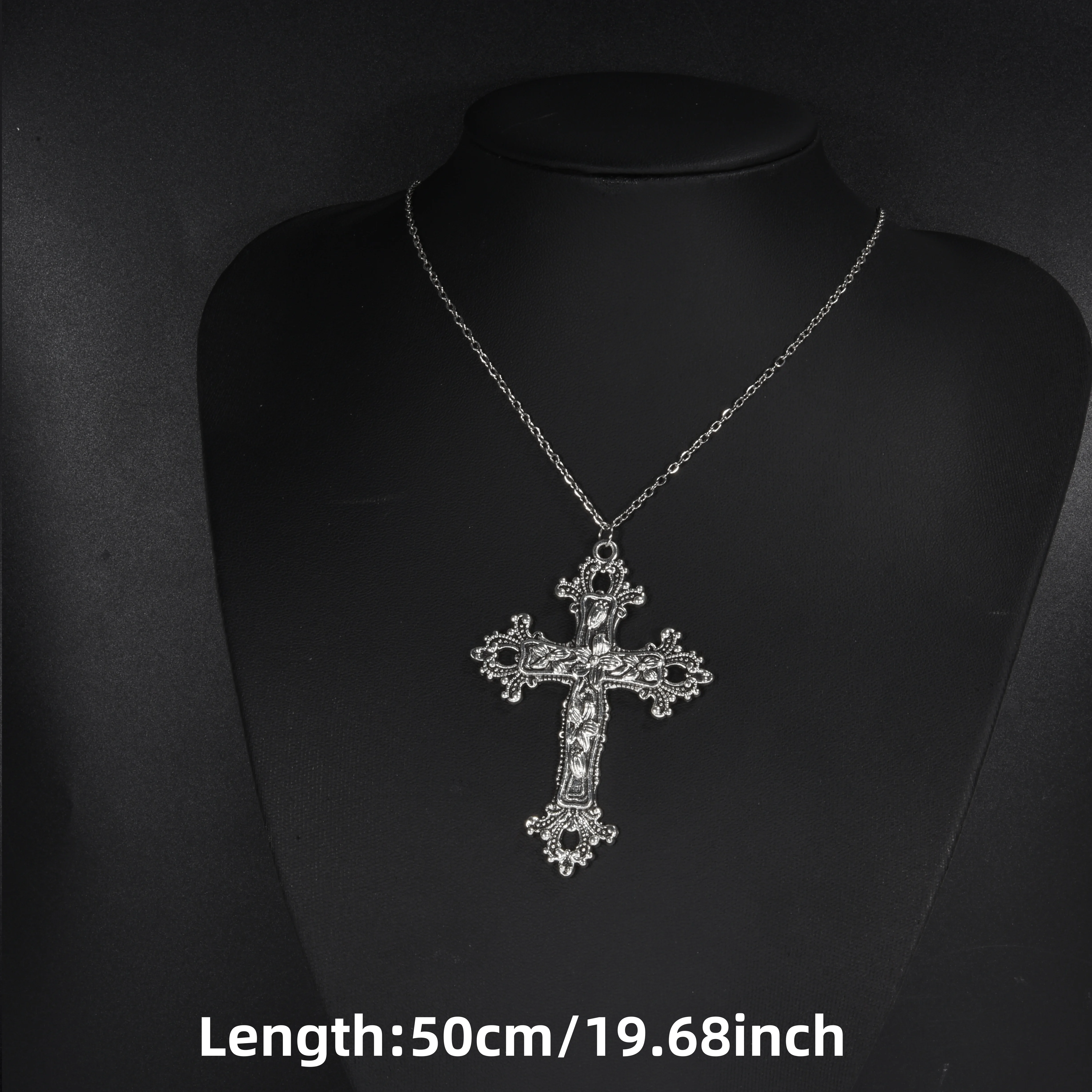 Gotische Blumen-Großkreuz Y2K Damen Creolen Halloween Hexerei Kruzifix Ohrringe Ästhetischer Boucle Oreille Schmuck – Detail 11