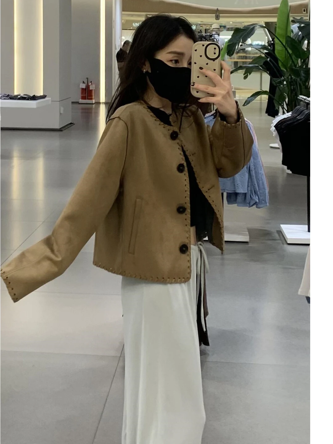 Dames ort Suede Jaet American Sle gebreide bruine zeemeermin ort jas winddichte rechte snit lange Sve ronde Ne Top