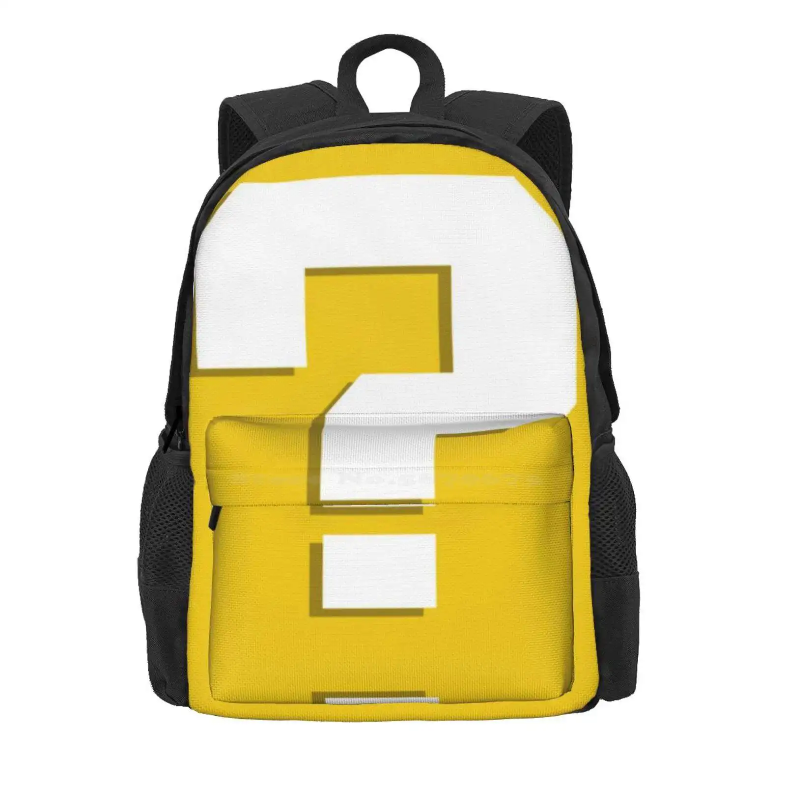 Question Mark Block Box Parody Hot Sale Schoolbag Backpack Fashion Bags Question Mark Question Block Yellow Box Gamer Super