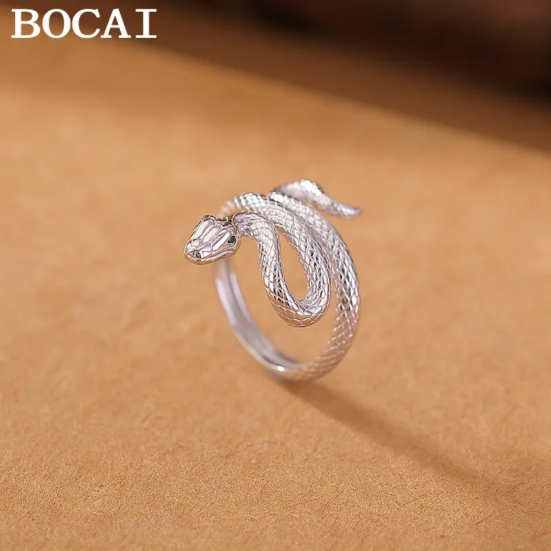 

BOCAI NEW S925 Sterling Silver Fashionable Trend Winding Snake Pendant Women's Gift