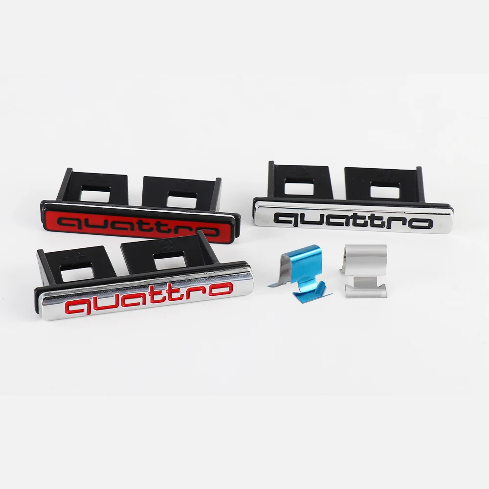 3D Black Car Logo Quattro Emblem Front Grille Badge Rear Trunk Sticker For Audi A1 A2 A3 A4 A5 A6 A7 A8 Q2 Q3 Q5 Q7 S3 S4 S5 S7 view 3