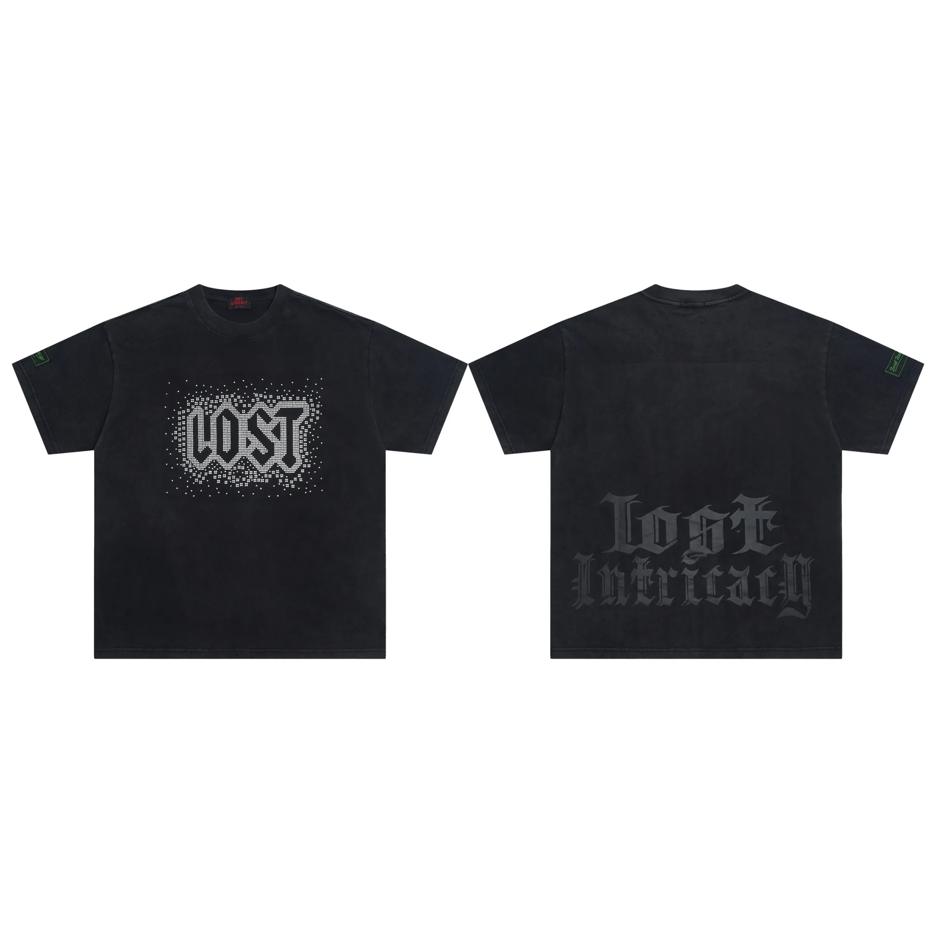 

Lost Intricacy High Quality Cotton Streetwear Print T Shirt Men Women 1:1 Tags Oversized Tee Vintage Washed Black T-Shirt