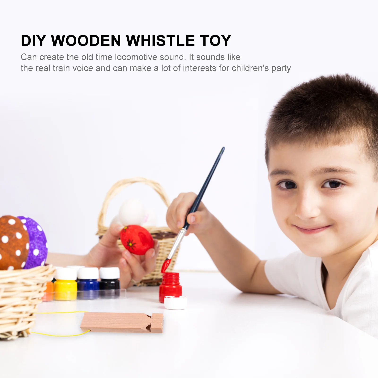 Birthday Noisemaker Train Sound Whistle Childrens Toys Children’s Wood Graffiti Birch Creative Baby