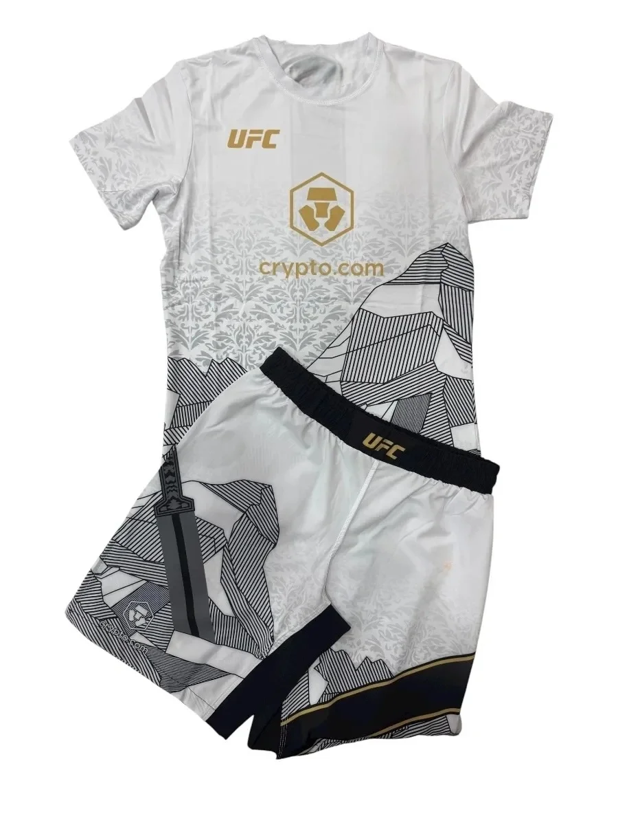 

Комплект для мужчин: дышащая футболка и шорты UFC Top Fighter Islamic Makhachev Battle Event, для борьбы и бега, влагоотводящий