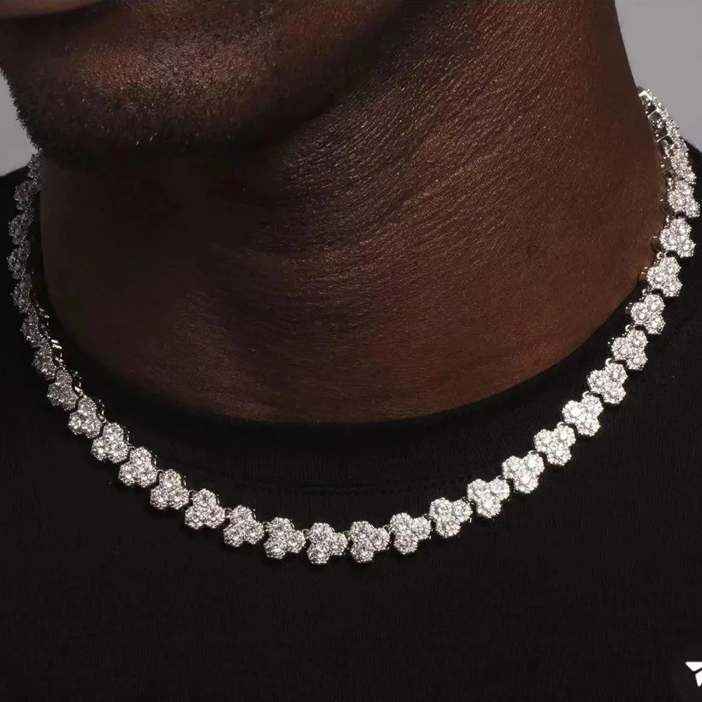 UWIN Honeycomb Chain 10mm Necklace Full Iced Out CZ Inlay Luxurious Round Cut Tennis Link Choker HipHop Jewelry