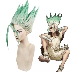 HAIRJOY Anime Dr.Stone Ishigami Senkuu peruka do Cosplay krótkie zielone mieszają włosy syntetyczne