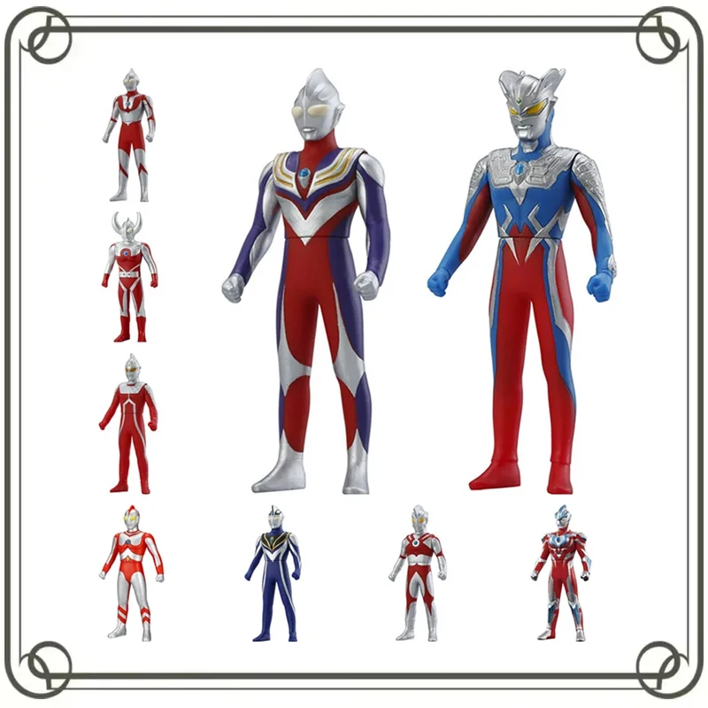 BANDAI Ultraman Tiga Seven Zoffy Ace Taro  Leo Father of Ultra Anime Figures Action Figure Collectible Model Kid Coll Toy Gift