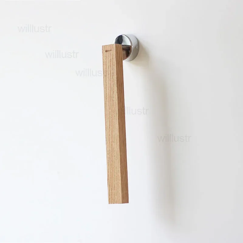 LED Wood Wall Sconce para sala de estar, abajur, sofá lateral, luz rotativa, sala de estar e hotel, americano, Red Oak Régua