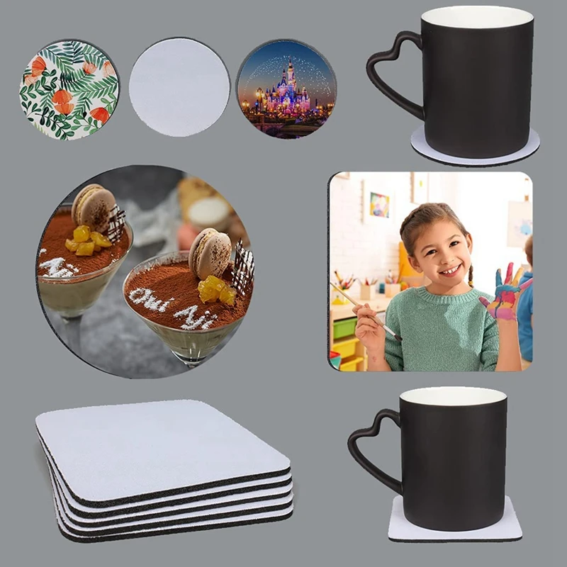 Cup Coasters Sublimation Coaster Blanks Products,Sublimation Cup Coasters Rubber Cup Mat for Heat Transfer