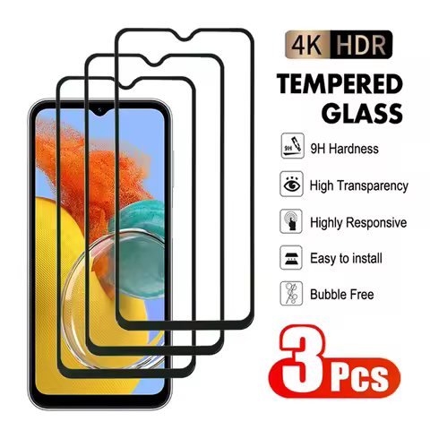 3Pcs Glass For Samsung Galaxy M04 M11 M12 M13 M14 M21 M22 M23 4G 5G Screen Protector For Samsung M21S FTransparent Tempered ilm