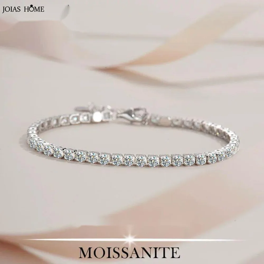 

JH стерлингового серебра 925 пробы муассанит теннисный браслет подарок на помолвку для женщин и мужчин D VVS1 ювелирные изделия с сертификатом GRA