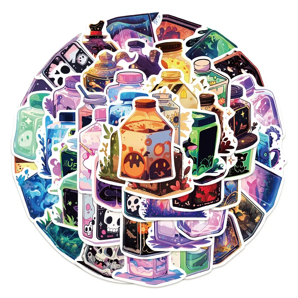 50-Piece Cute Magic Juice Stickers - Decorative Decals for Notebooks, Laptops, Journals, Phone Cases(Anime Worlds Store)