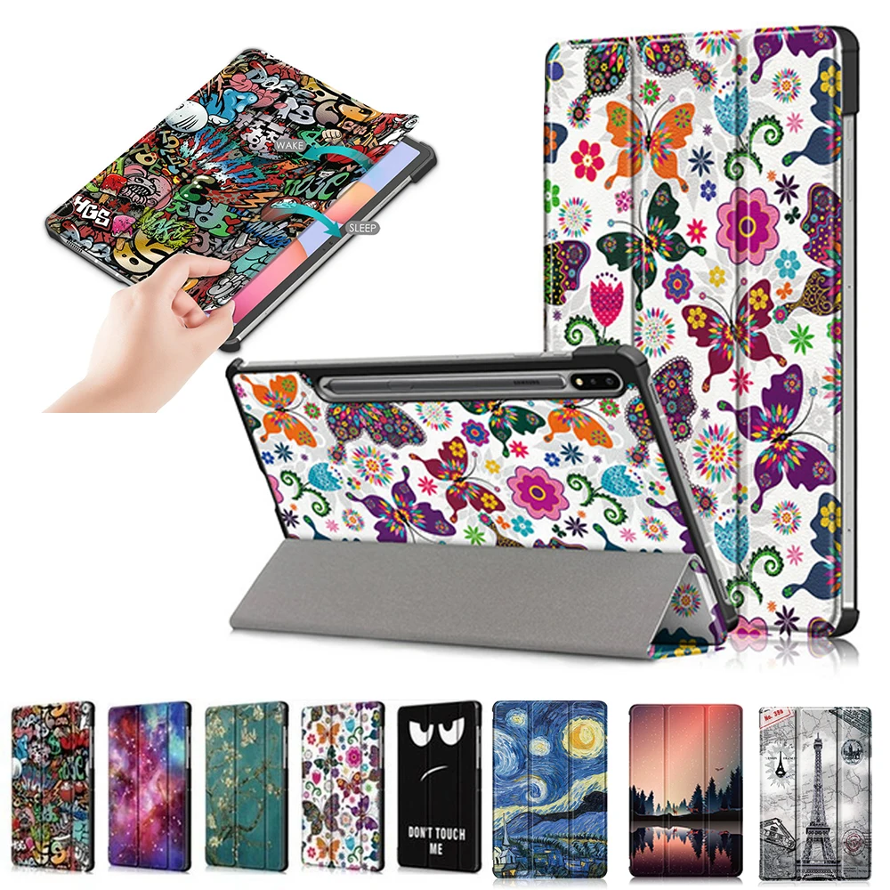 Leather Case for Samsung Galaxy Tab S7 FE S8 Plus Auto Wake Sleep Smart 12.4 11 Tablet Cover Capa T970 T870 T736 X800 X700 Funda