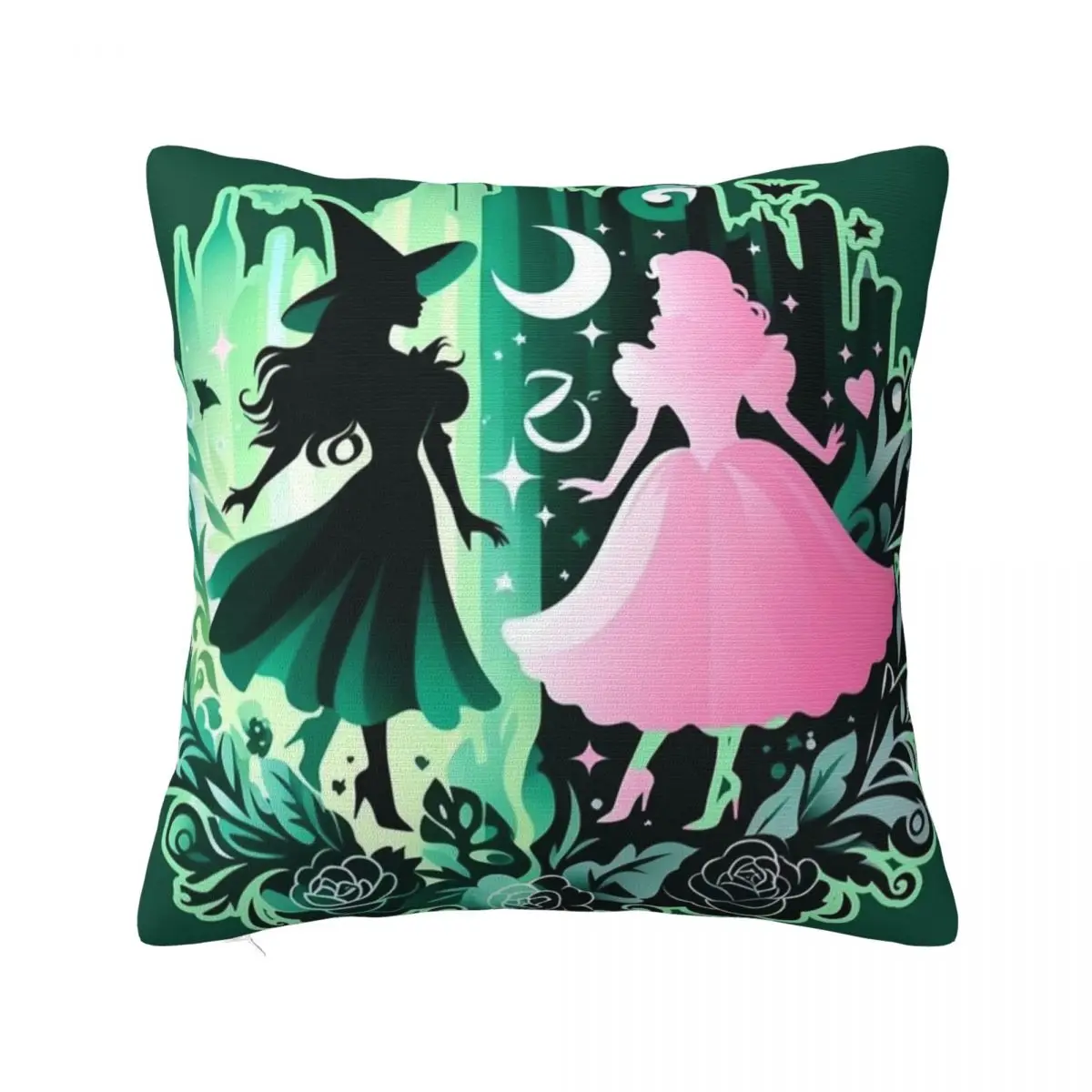 Wicked Elphaba & Glinda Square Pillowcases Seat Movie Cushion Cover Funny Decorative Pillow Cover 45*45