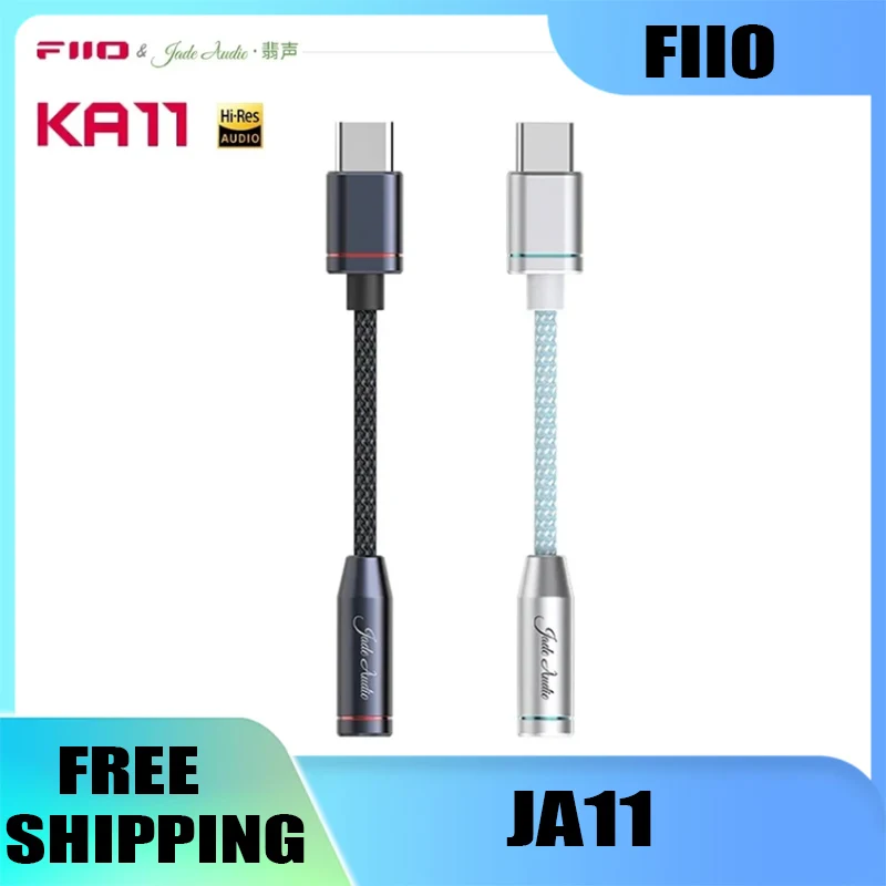 

FIIO JadeAudio JA11 USB Type C To 3.5mm DAC and Headphone Amplifier 384kHz/32bit DSD128 USB C Cable for IPad Pro Android Adapter