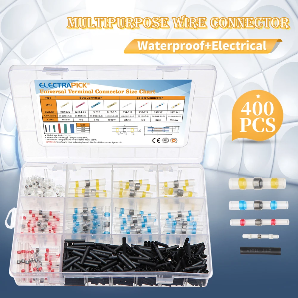 800/720/500/430/350/250pcs złącza z drutu lutowanego zestaw z rurki termokurczliwe wodoodporne izolowane przewody elektryczne Terminal