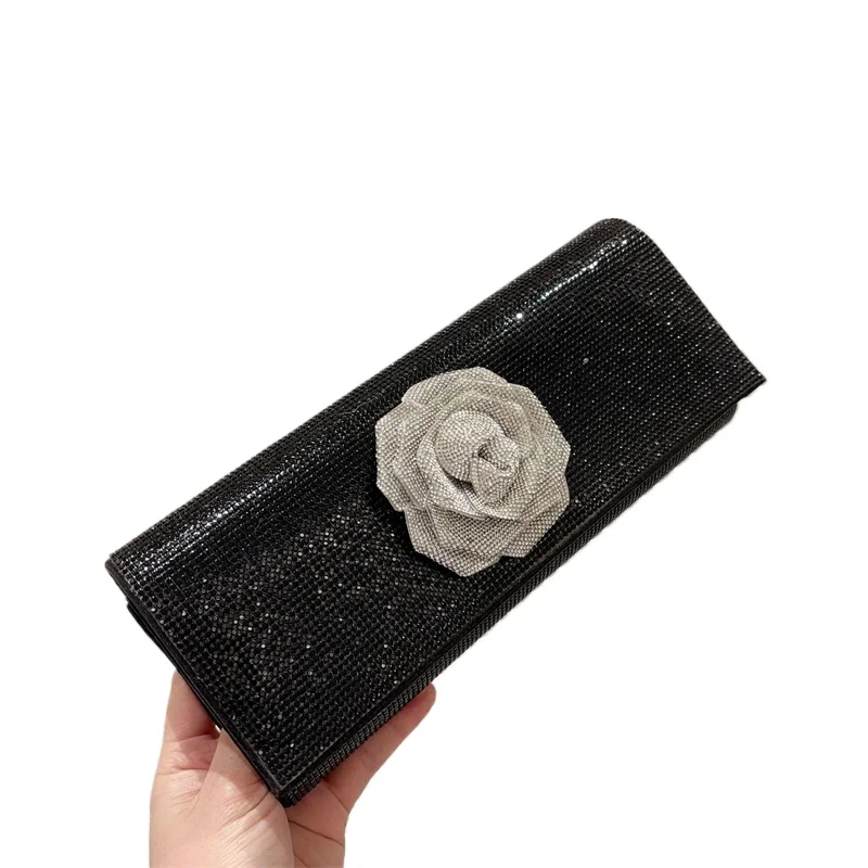 

Large Evening Bags for Women Luxury Rhinestones Clutch Bag with Crystal Beading Flower Ladies Wedding Party Handbag and Purse