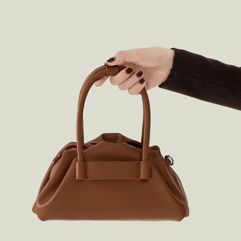 

Женская нишевая плиссированная сумка-ракушка, высококачественная модная и изысканная сумка с мягким облаком и зажимом, вечерние сумки через плечо большой вместительности