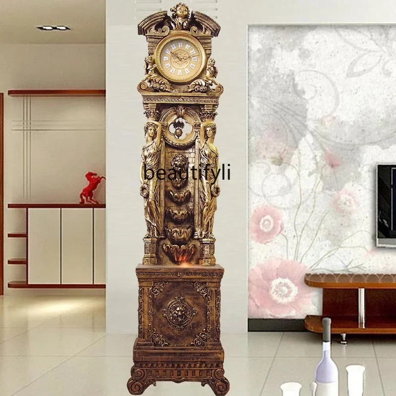 New Light Luxury the Grandfather Clock Vertical Bell Large Standing Grandfather Clock Antique Clock