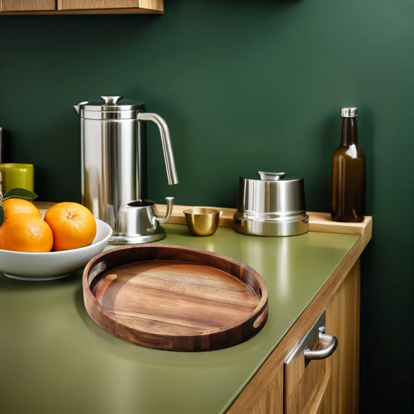 

Japanese Style Solid Wood Tea Tray Oval Natural Grain Heat Resistant Serving Platter For Coffee Table Fruit Snack Organizer