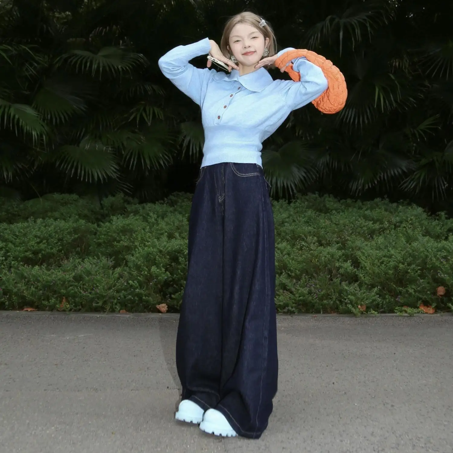 High Waist Wide Leg Blue Jeans Women's Autumn Winter New Sle Loose Drapey Floor-Length Straight Cut Retro Commute Pants