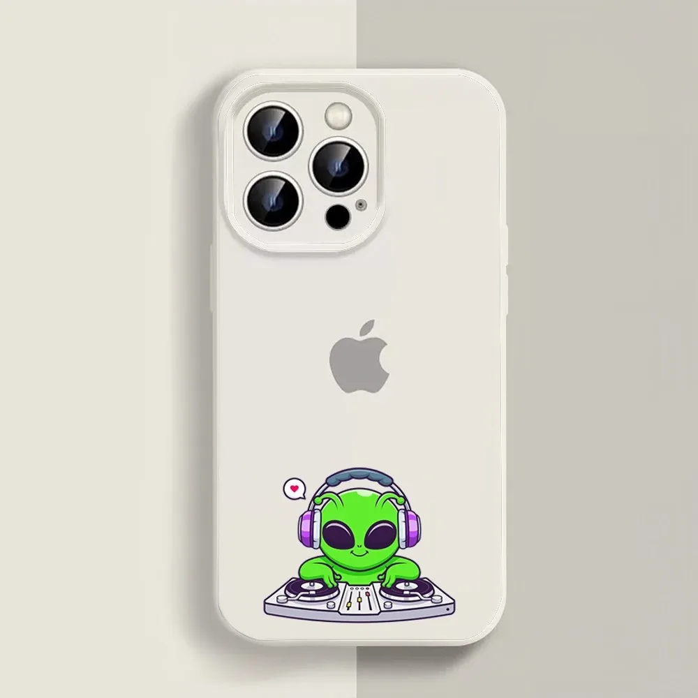 Funny Alien Phone Case For Iphone 11 13 14 15 16 Pro Max X Xr Xs Max Se2020 12mini White Cover Case image 2