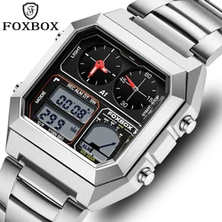 2024 LIGE LED Men's Watch Luxury Man Steel Luminous Date Wristwatch Waterproof Watches Sports Square Men Casual New Quartz Clock